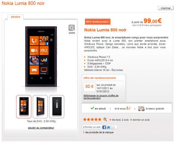 lumia 800 disponible orange