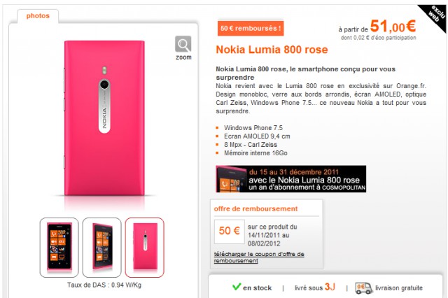 lumia 800 rose orange.fr