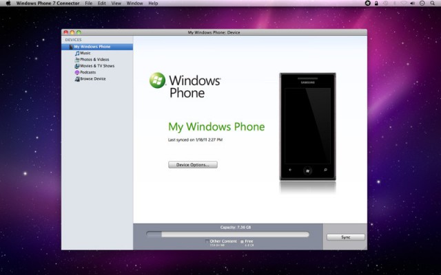 Connecteur Windows Phone 7 pour Mac