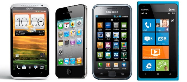 Smartphones actuels sous différents OS