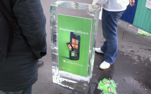 Windows Phone dans un bloc de glace